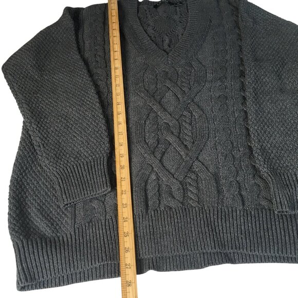 Lauren Ralph Lauren Sweater  XL Cable Knit Pullover Merino Wool Blend V Neck - Picture 12 of 16